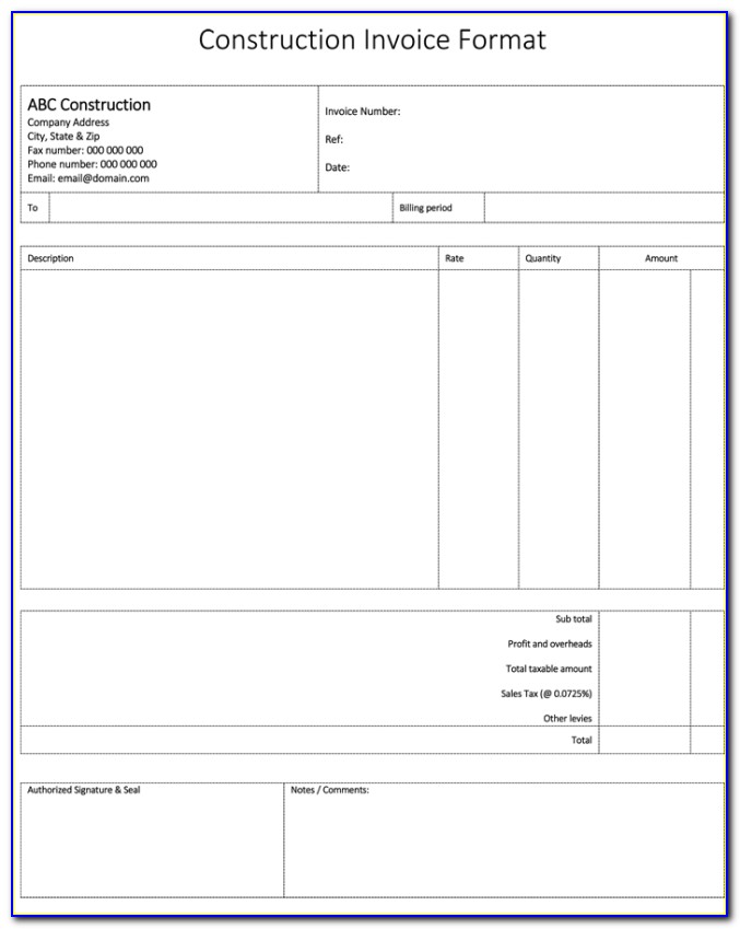 Self Employed Contractor Invoice Template Uk