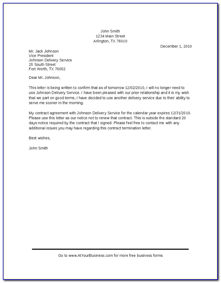 Service Contract Termination Letter Template Uk