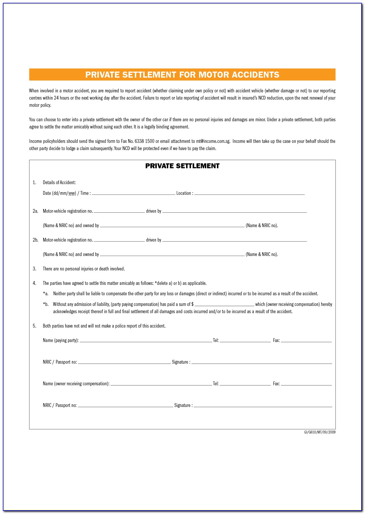 Auto Accident Settlement Agreement Template