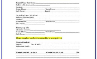 Basketball Camp Registration Form Template