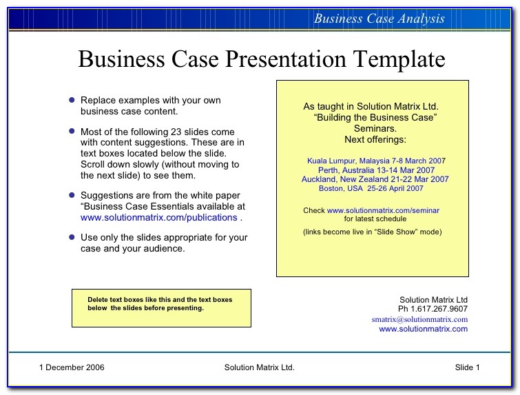 Business Case Presentation Ppt Template