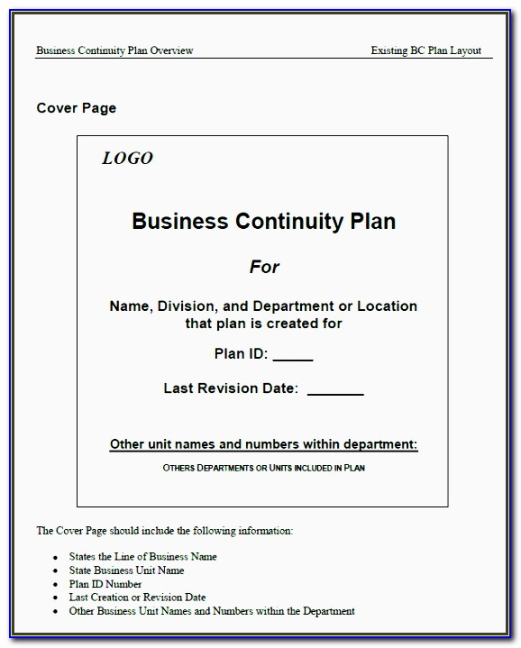 Business Continuity And Disaster Recovery Plan Sample