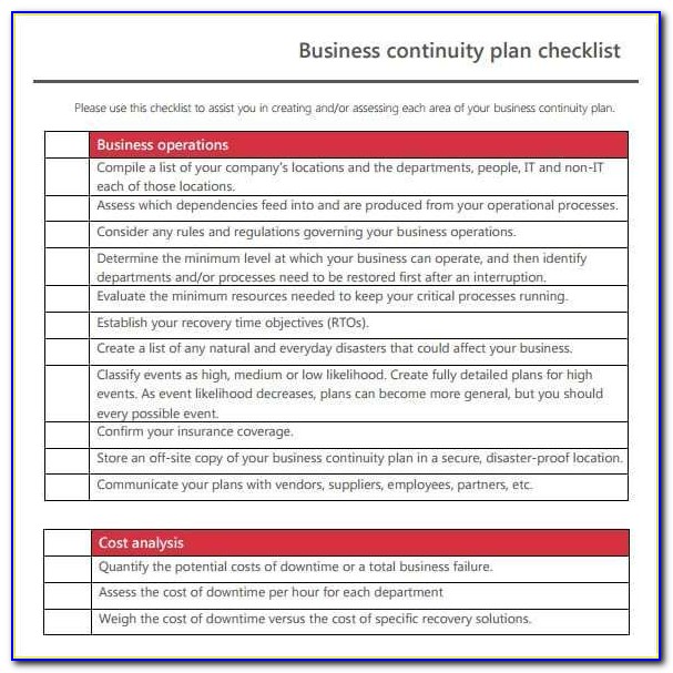 Business Continuity Plan Bcp Template With Instructions And Example Pdf