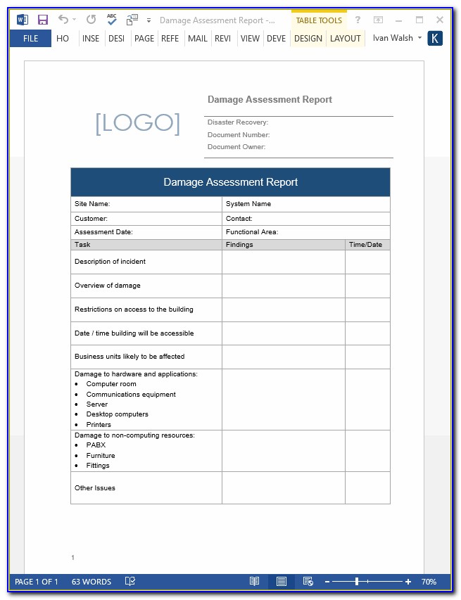 Business Continuity Plan Document Template