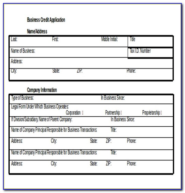 Business Credit Application Form Template Free