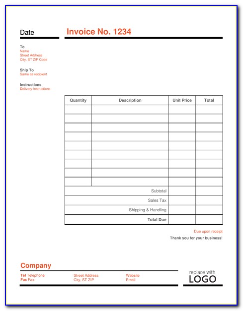 Business Invoice Template Word