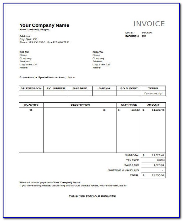 Business Invoice Templates Free