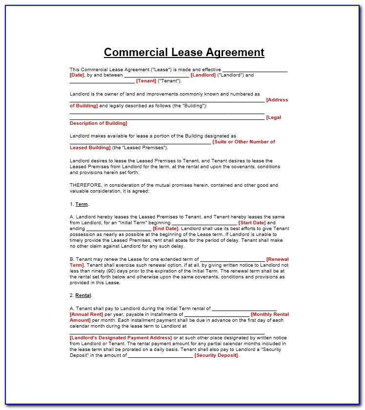 Business Lease Agreement Template Word
