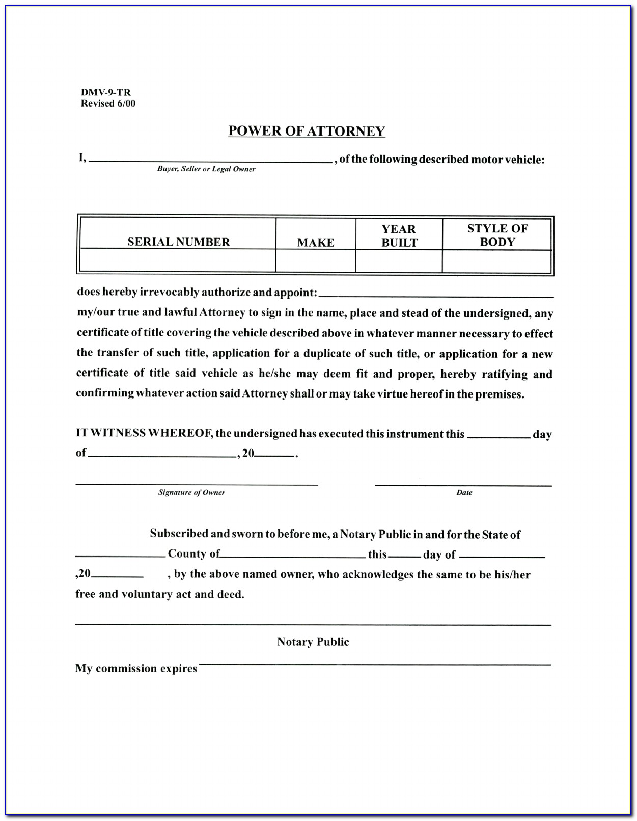 Business Limited Power Of Attorney Template