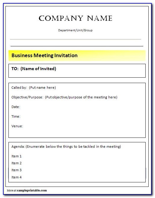 Business Meeting Invitation Letter Sample