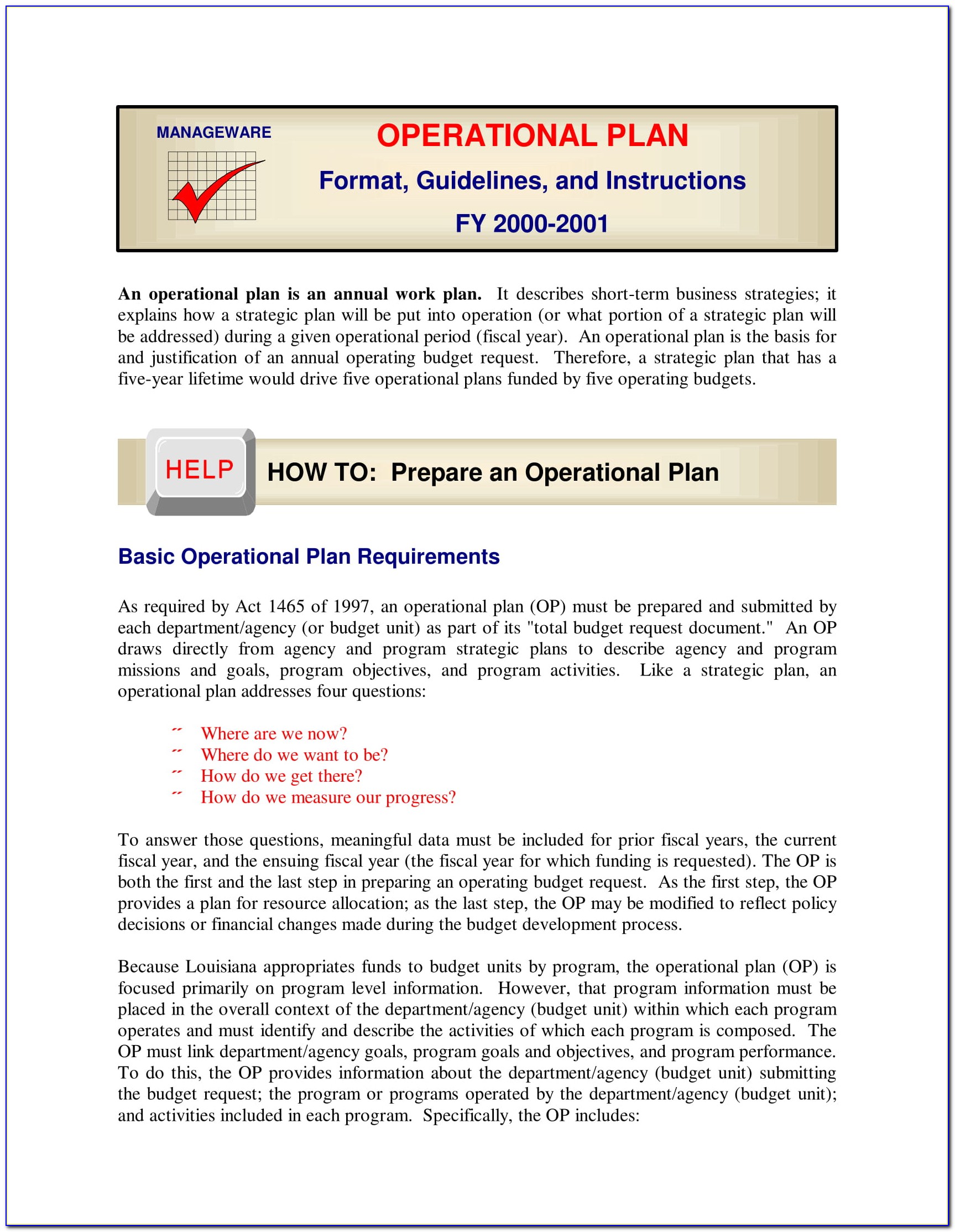 Business Operation Plan Example