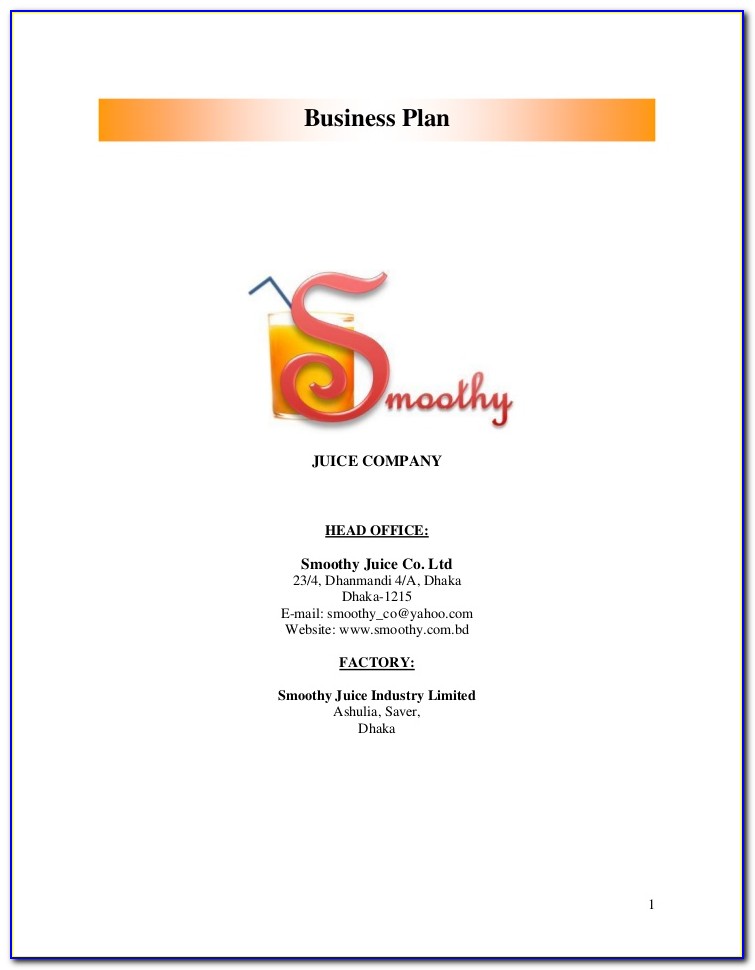 Business Plan Cover Page Template Free