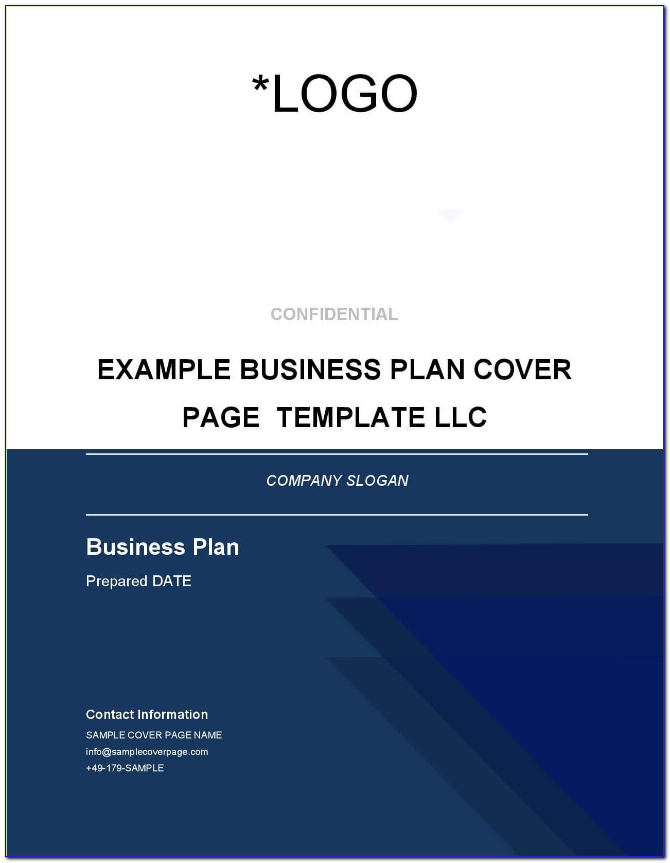 Business Plan Cover Sheet Template