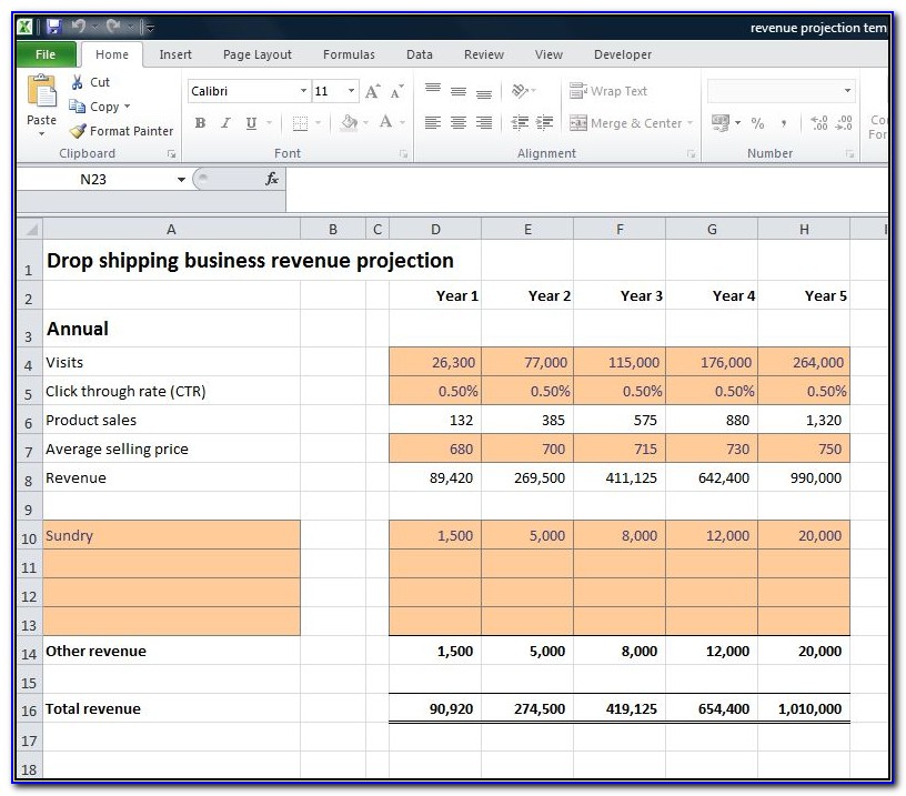 Business Plan Financial Projection Template
