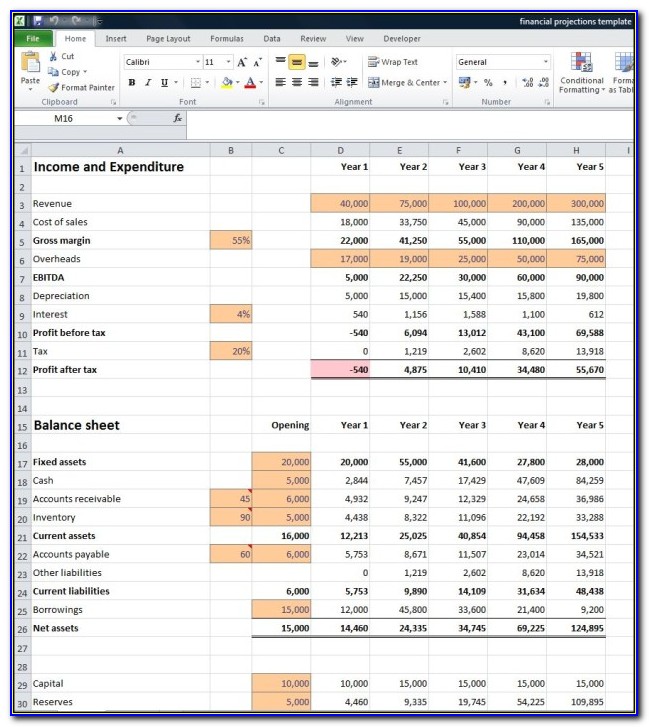 Business Plan Pro Forma Template Excel
