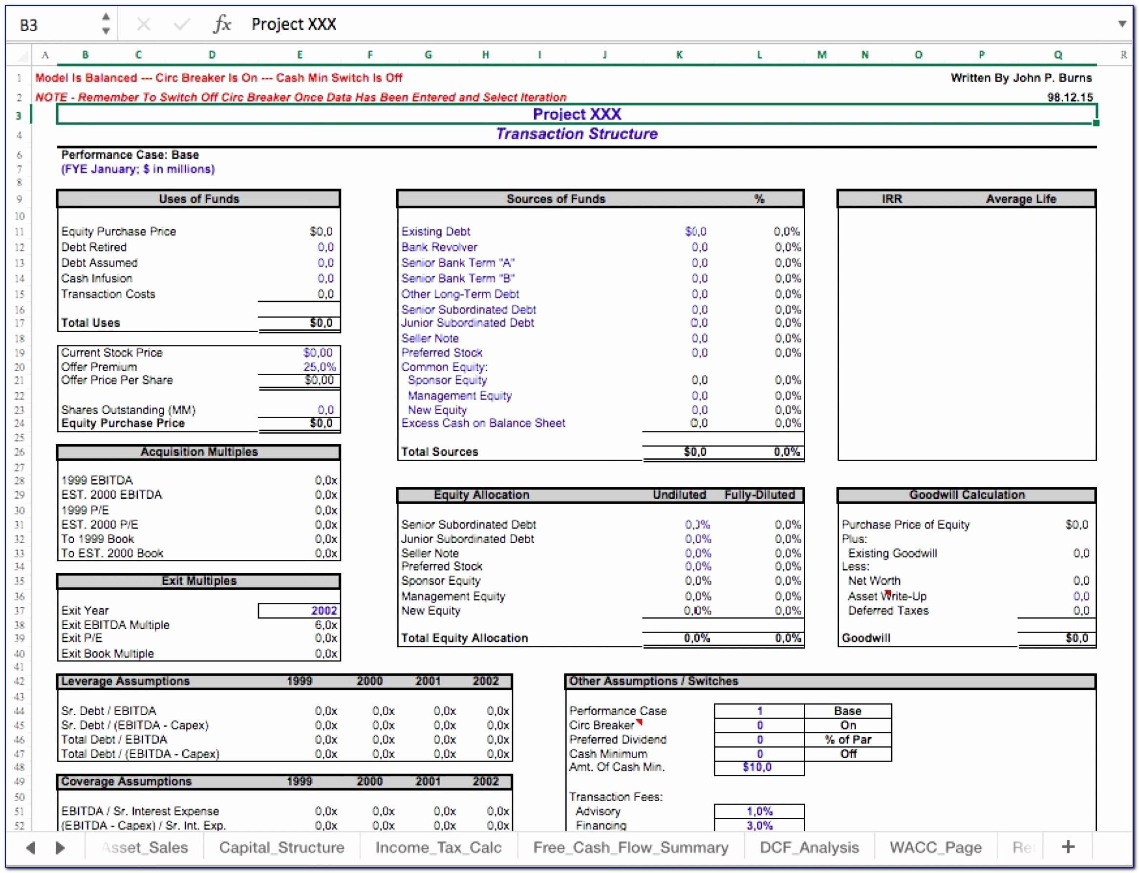 Business Valuation Excel Template