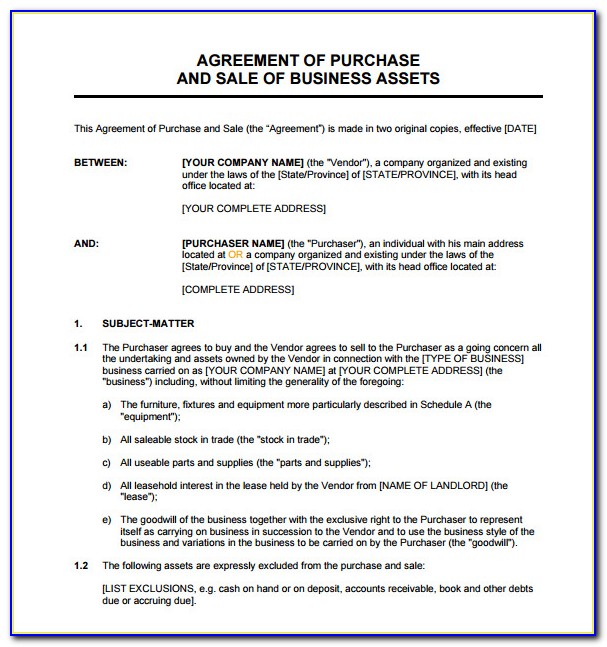 Buy Sell Agreement Template Free Australia