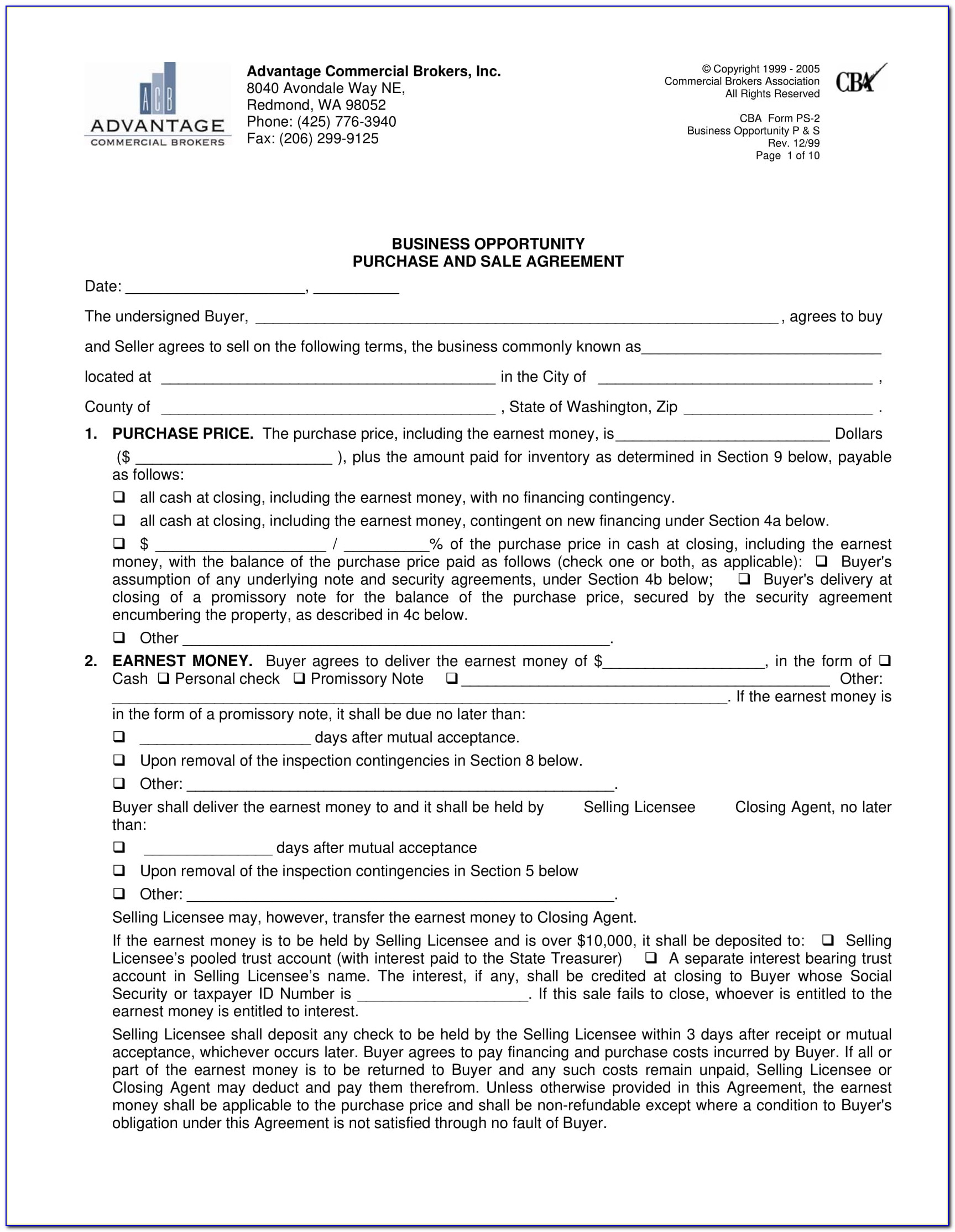 Buying And Selling Agreement Form