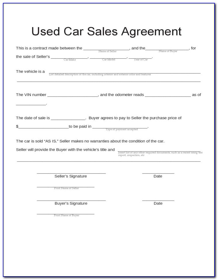 Buying And Selling Contract Template