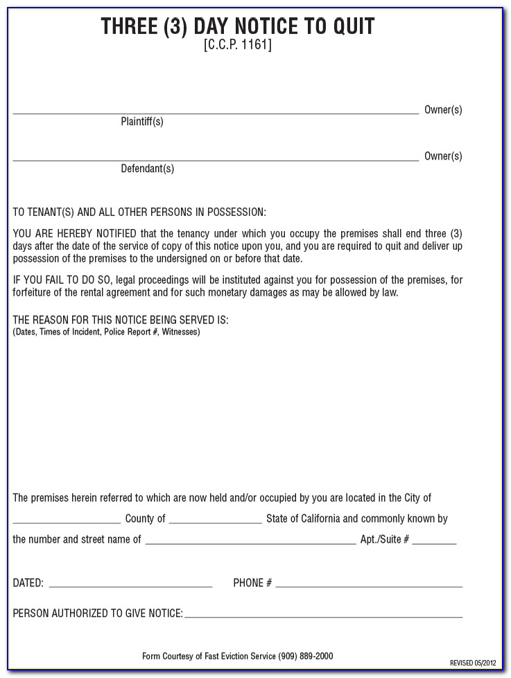Ca Eviction Notice Form