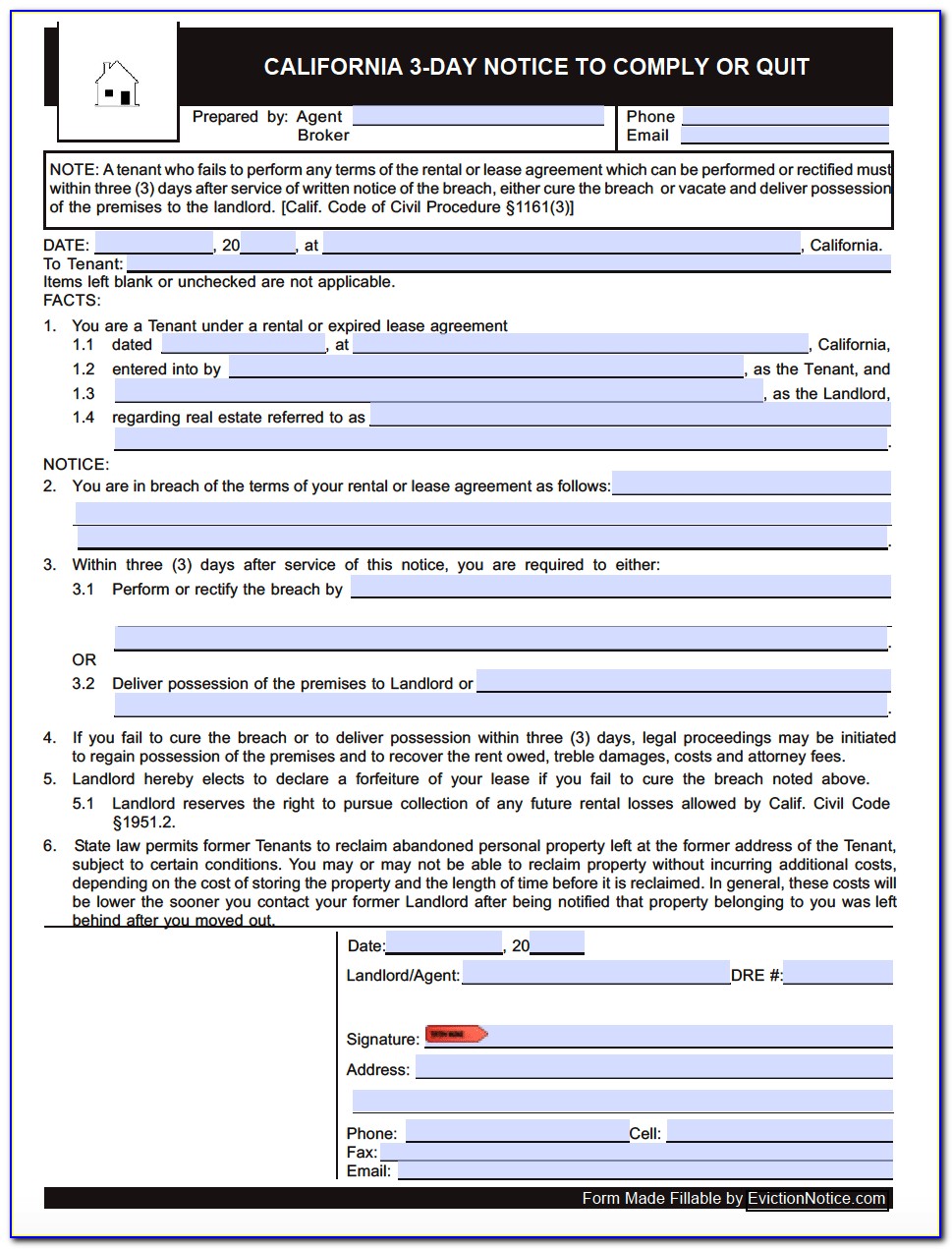 Ca Eviction Notice Template