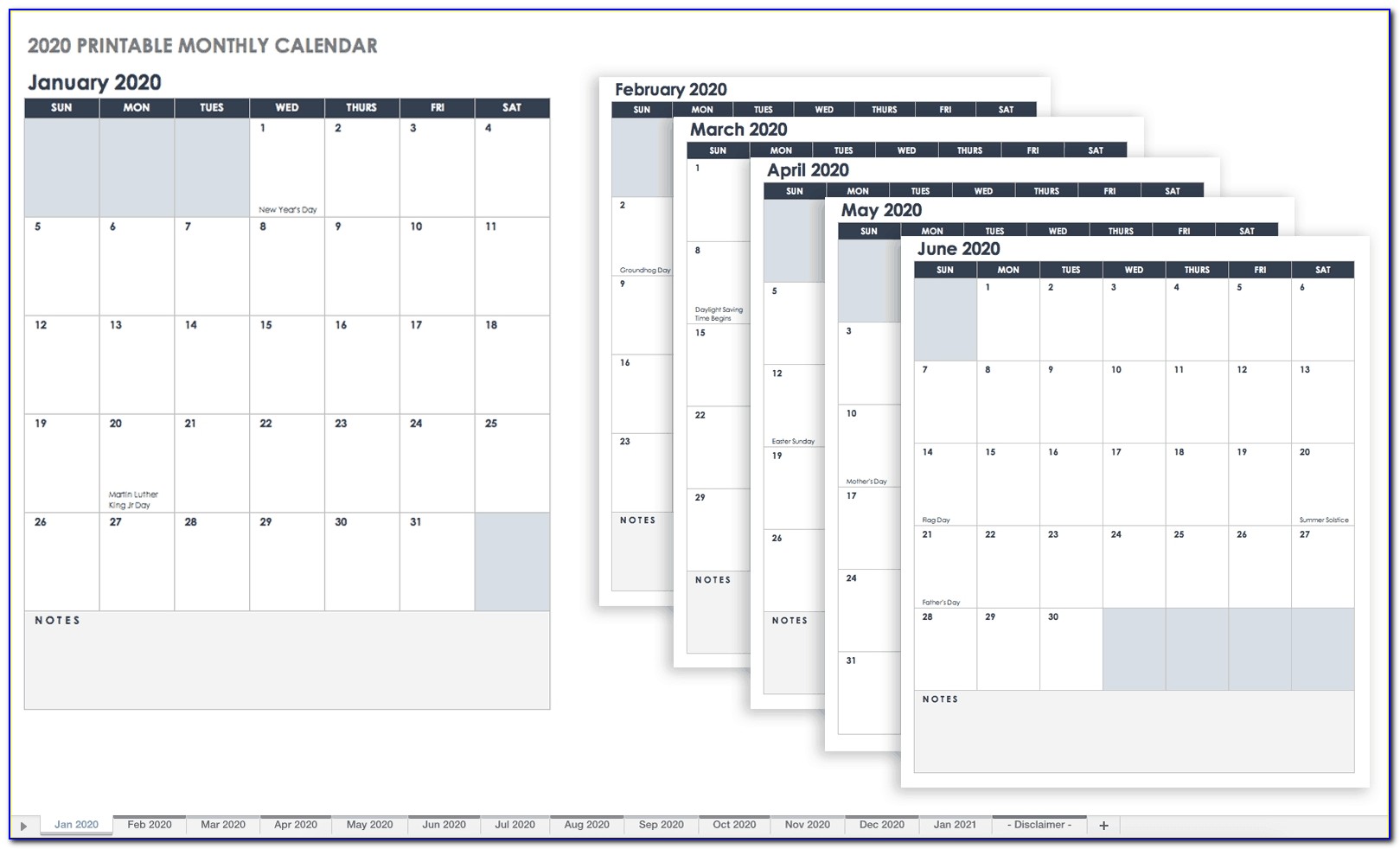 Calendar Editable Template 2016