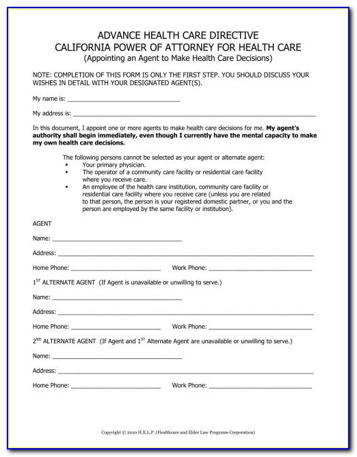 California Advance Health Care Directive Form Chinese