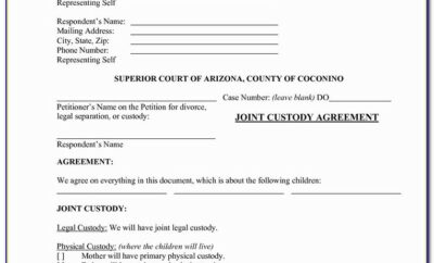 California Child Custody And Visitation Agreement Template