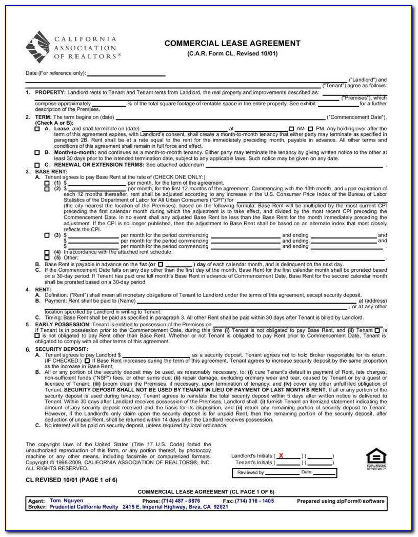 California Commercial Real Estate Listing Agreement Form