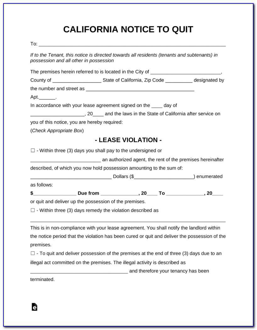 California Eviction Notice Template Free
