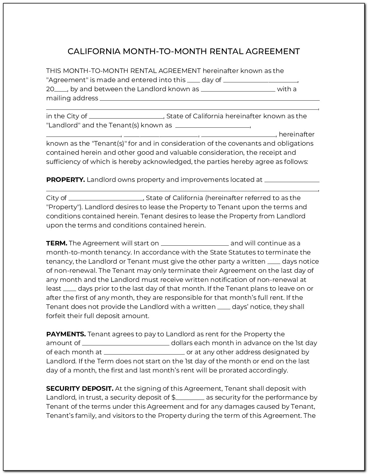 California Landlord Eviction Notice Form