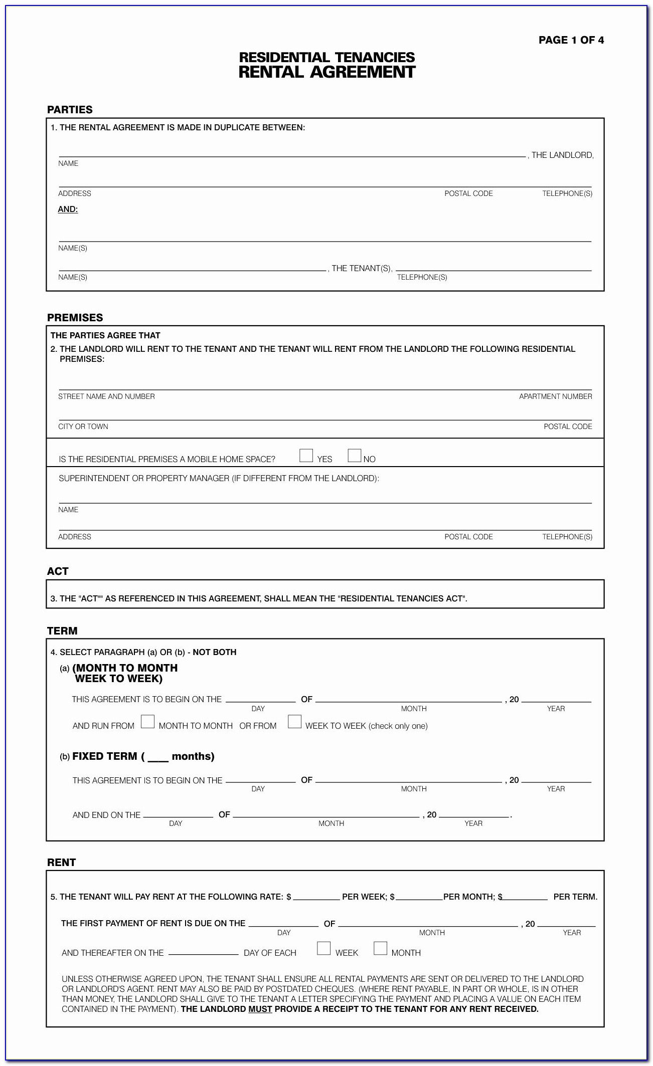 California Lease Agreement Form 2.1