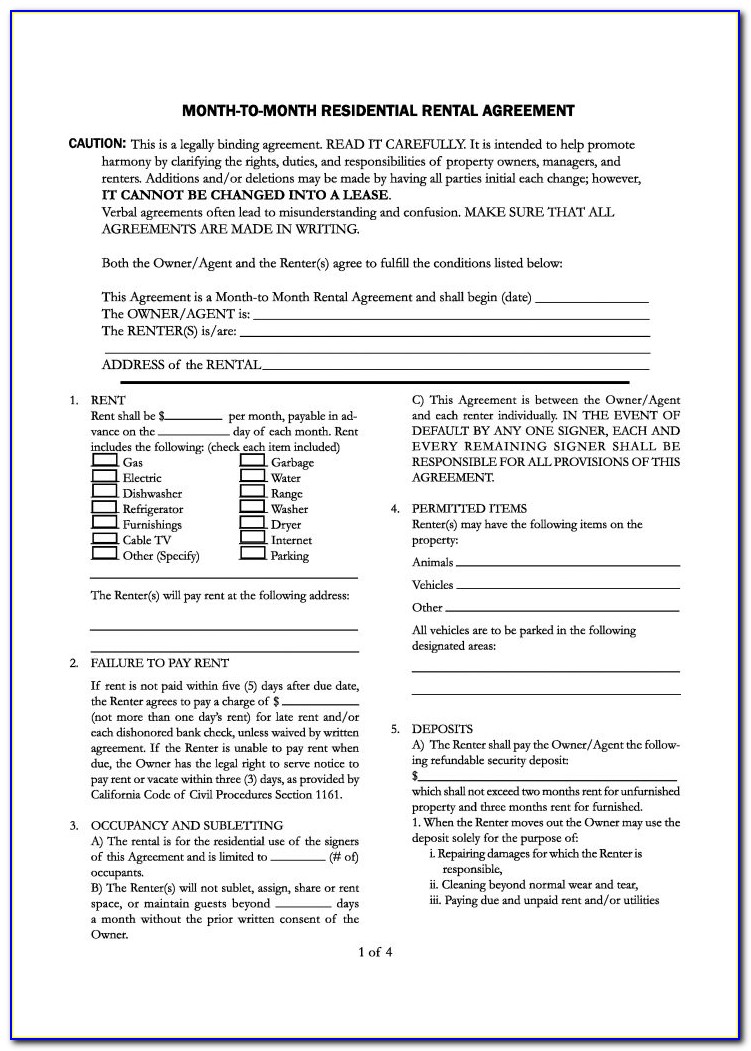 California Lease Agreement Template Word