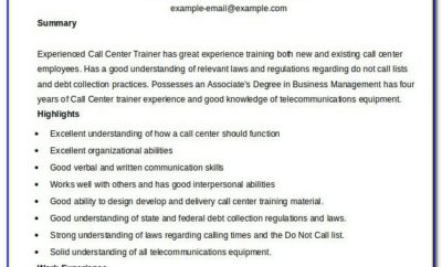 Call Center Resume Format For Freshers Download