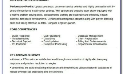 Call Center Resume Format For Freshers Free Download