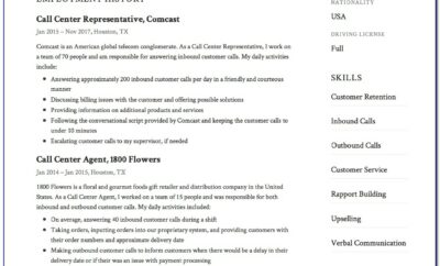 Call Center Resume Format In Word