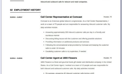 Call Center Resume Sample Doc