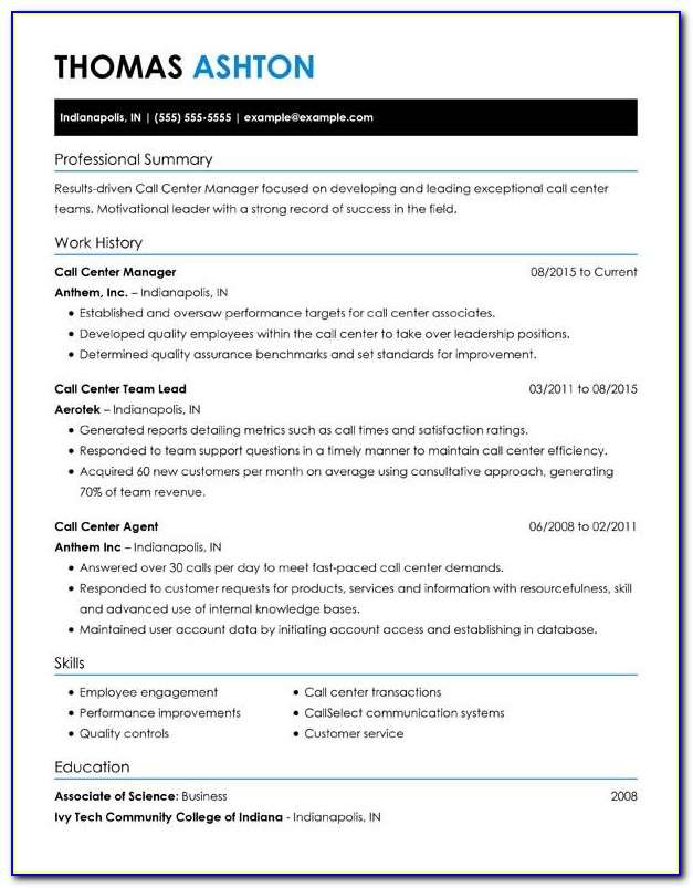 sample resume for call center agent without experience pdf