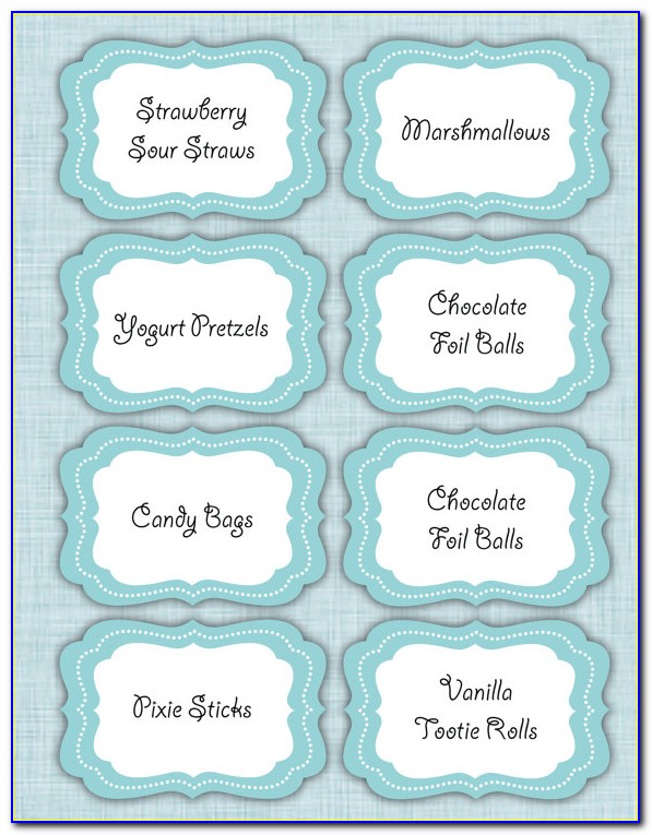 Candy Buffet Labels Template