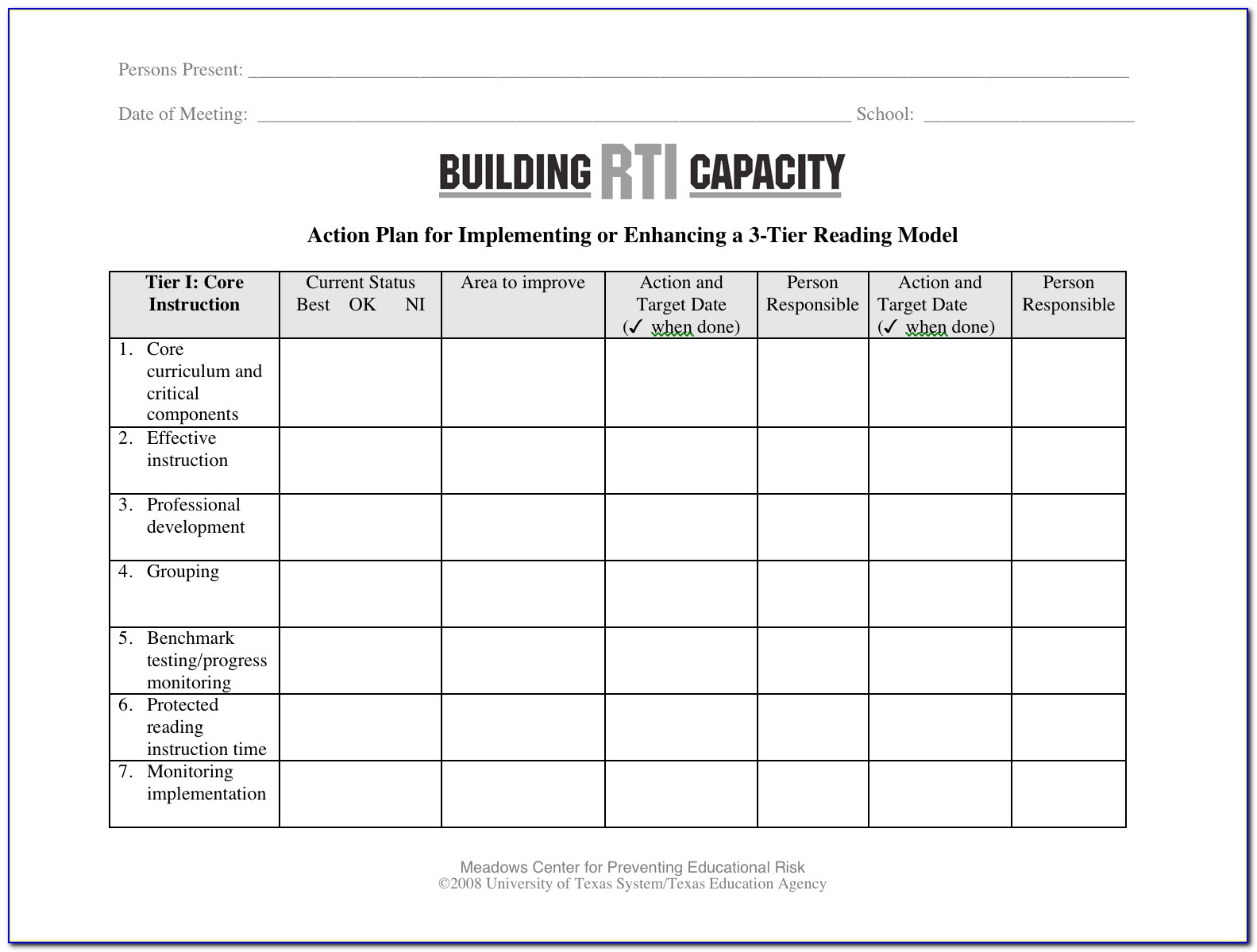 Capacity Building Plan Template