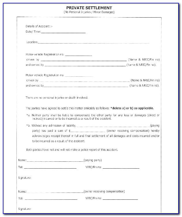Car Accident Settlement Agreement Form Canada