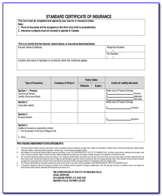 Car Insurance Certificate Template
