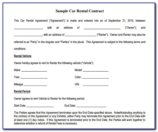 Car Lease Agreement Template Word