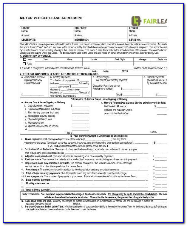 Car Lease Contract Template