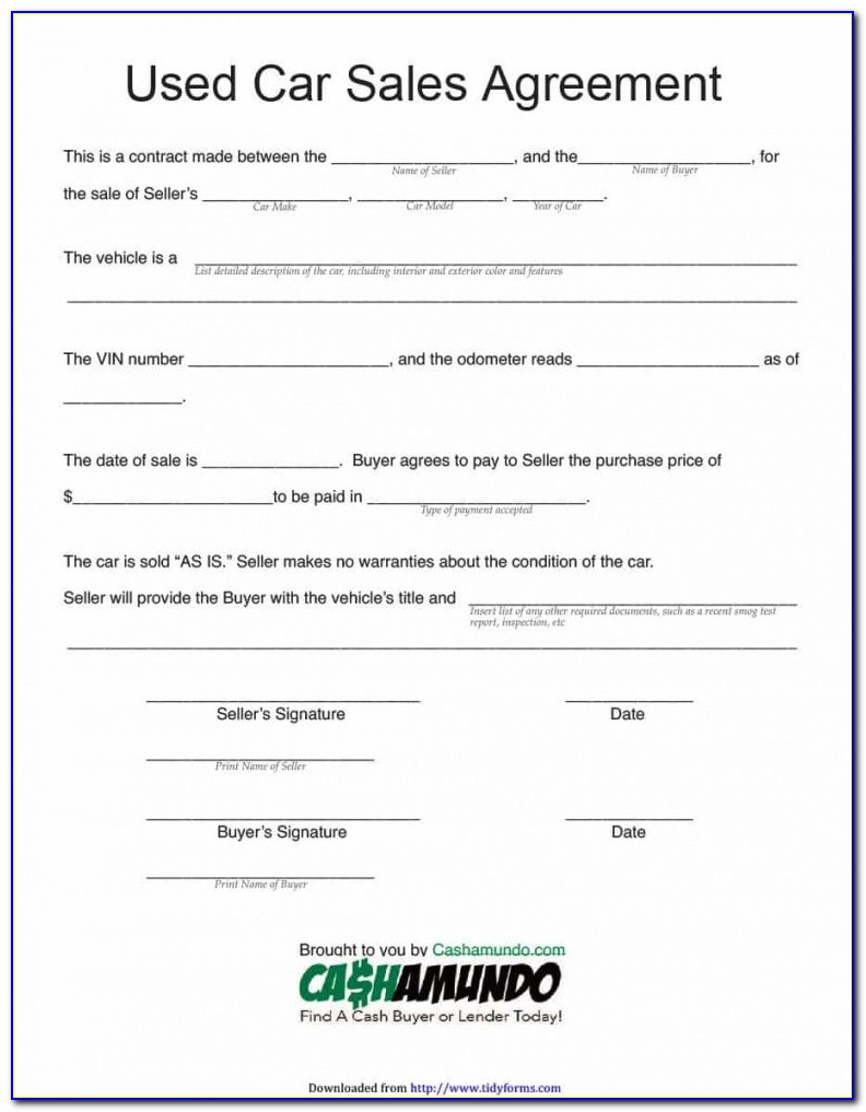 Car Sales Agreement Template South Africa