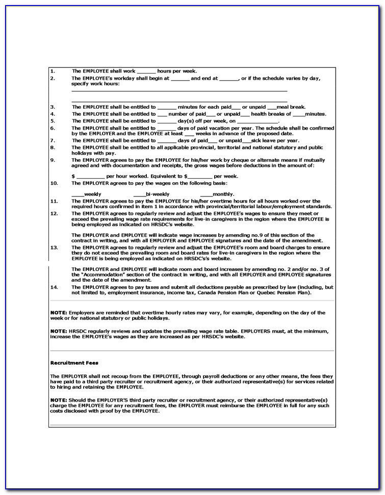 Caregiver Contract Form Free