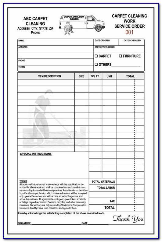 Carpet Cleaning Invoice Example
