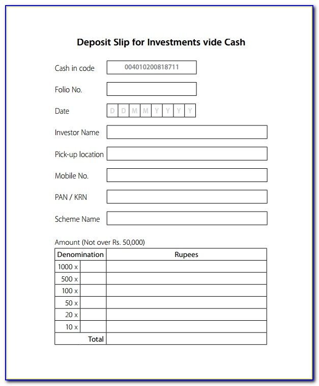 Cash Deposit Slip Sample