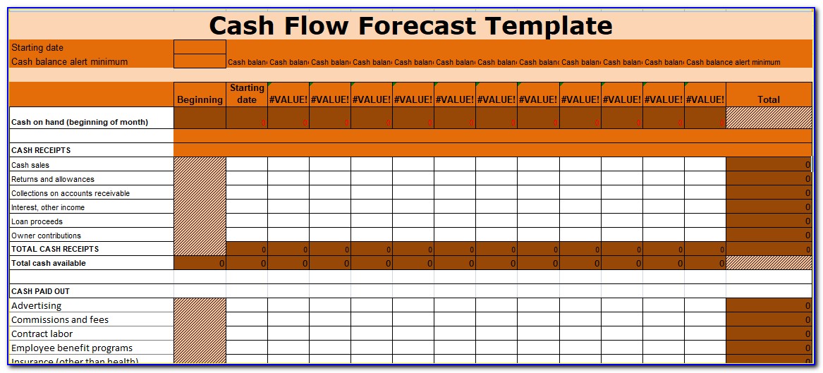 Cash Flow Forecast Spreadsheet Example