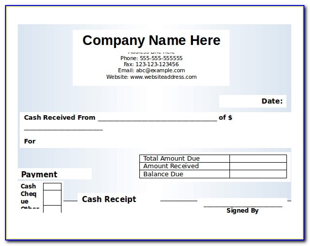Cash Received Form Template